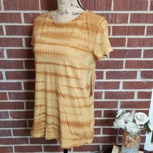 Athleta Golden Orange Organic Daily Tie Dye Crew Neck Tee Shirt Medium NWT